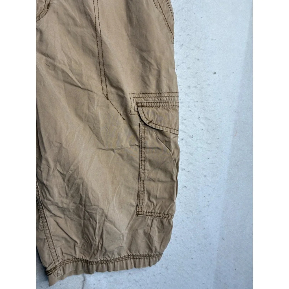 Lee Dungarees Mens Tan Cargo Shorts Size 33 Khaki Utility Workwear Distressed